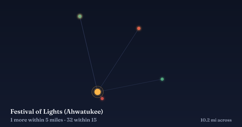 Map of Festival of Lights (Ahwatukee) and the 32 other Christmas light displays within 15 miles