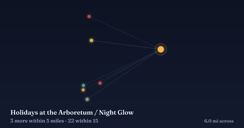 Map of Holidays at the Arboretum / Night Glow and the 22 other Christmas light displays within 15 miles