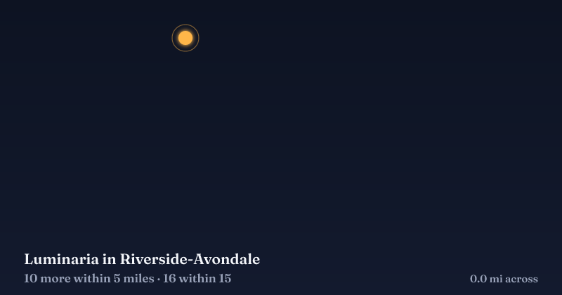 Map of Luminaria in Riverside-Avondale and the 16 other Christmas light displays within 15 miles