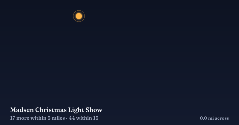 Map of Madsen Christmas Light Show and the 44 other Christmas light displays within 15 miles