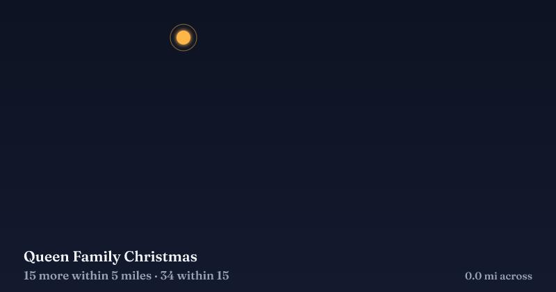 Map of Queen Family Christmas and the 34 other Christmas light displays within 15 miles