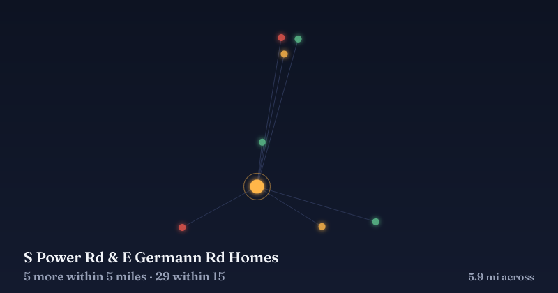 Map of S Power Rd & E Germann Rd Homes and the 29 other Christmas light displays within 15 miles
