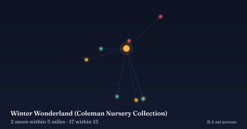 Map of Winter Wonderland (Coleman Nursery Collection) and the 17 other Christmas light displays within 15 miles